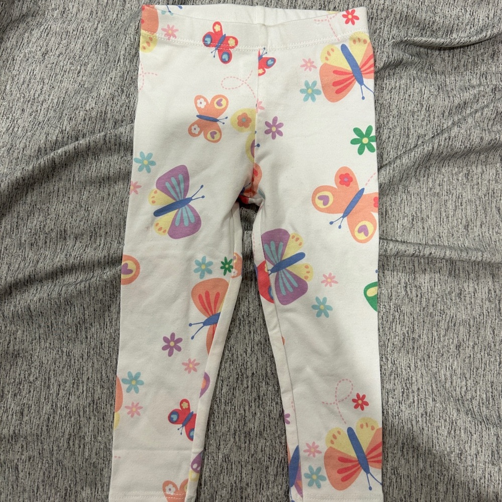 Garanimals White Leggings with Colorful Butterfly Print